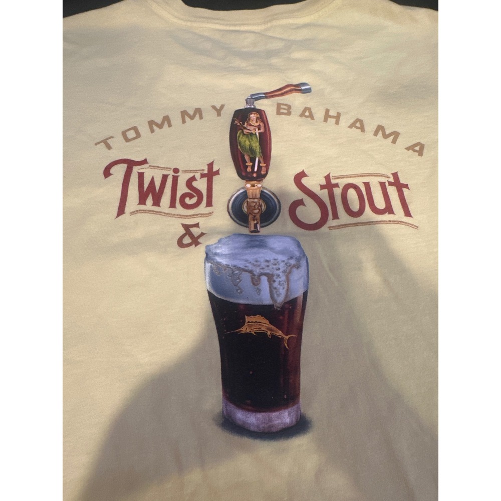 Tommy Bahama Mens 3XL Twist & Stout Beer Graphic T-Shirt Yellow Cotton Relax